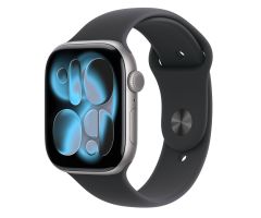 Apple Watch 11 46/Graues Aluminium/Schwarzes Armband M/L GPS