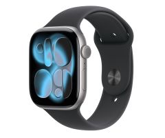 Apple Watch 11 42/Graues Aluminium/Schwarzes Armband S/M GPS