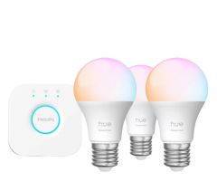Philips Hue Essential Weiß und Farbambiente 3xE27+ Hue Bridge Glühbirne