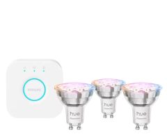 Philips Hue Essential Weiß und Farbambiente 3xGU10+Hue Bridge Glühbirne