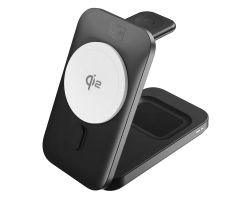 3mk MagRocket 3-in-1 Kabelloses Ladegerät 15W Qi2 MPP Schwarz