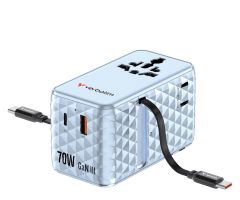 Verbatim Charge ’n’ Travel 70W 2C einziehbarer Universaladapter blau