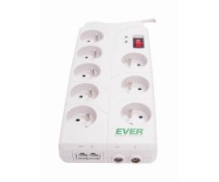 Ever Home - 8 Steckdosen, 2m, AV/RJ-45, weiß
