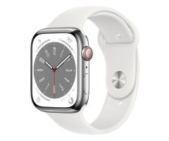 Apple Watch Series 8 LTE 45 mm Edelstahlgehäuse silber Sportarmban