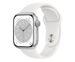 Apple Watch Series 8 GPS 41mm Aluminum silber Sportarmband weiß