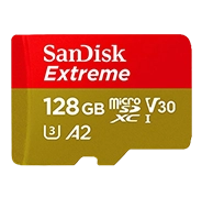 SanDisk 128GB microSDXC Extreme 190MB/s A2 C10 V30 UHS-I U3