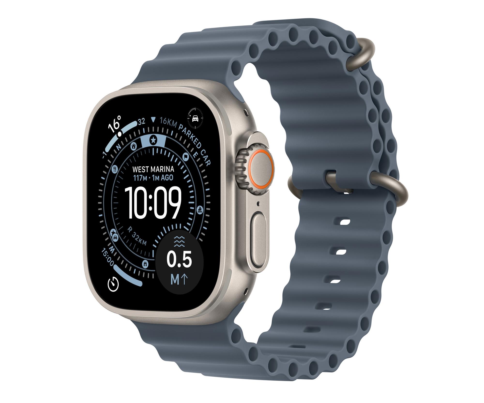 Apple Watch Ultra 3 Naturtitan/Blaues Armband 5G